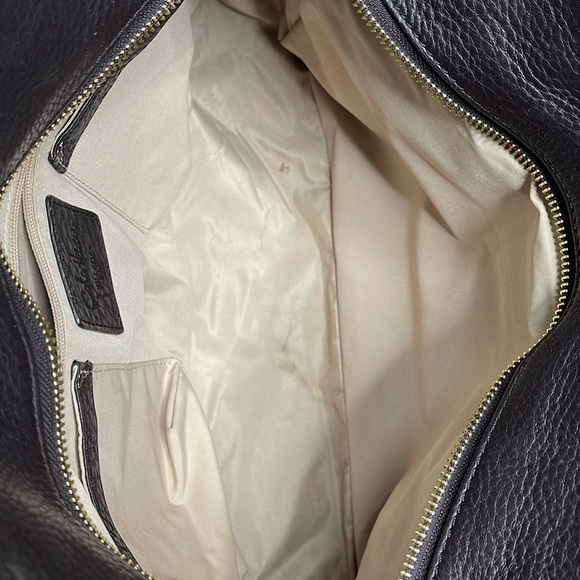 Cole Haan Village H06 Pebble Leather Tassel Dark Brown Shoulder Bag - Picture 13 of 16